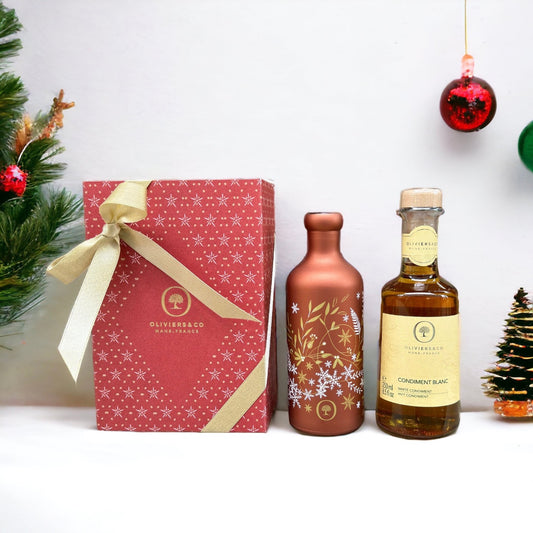 weihnachtsgeschenk olivenöl und weisser balsamico essig